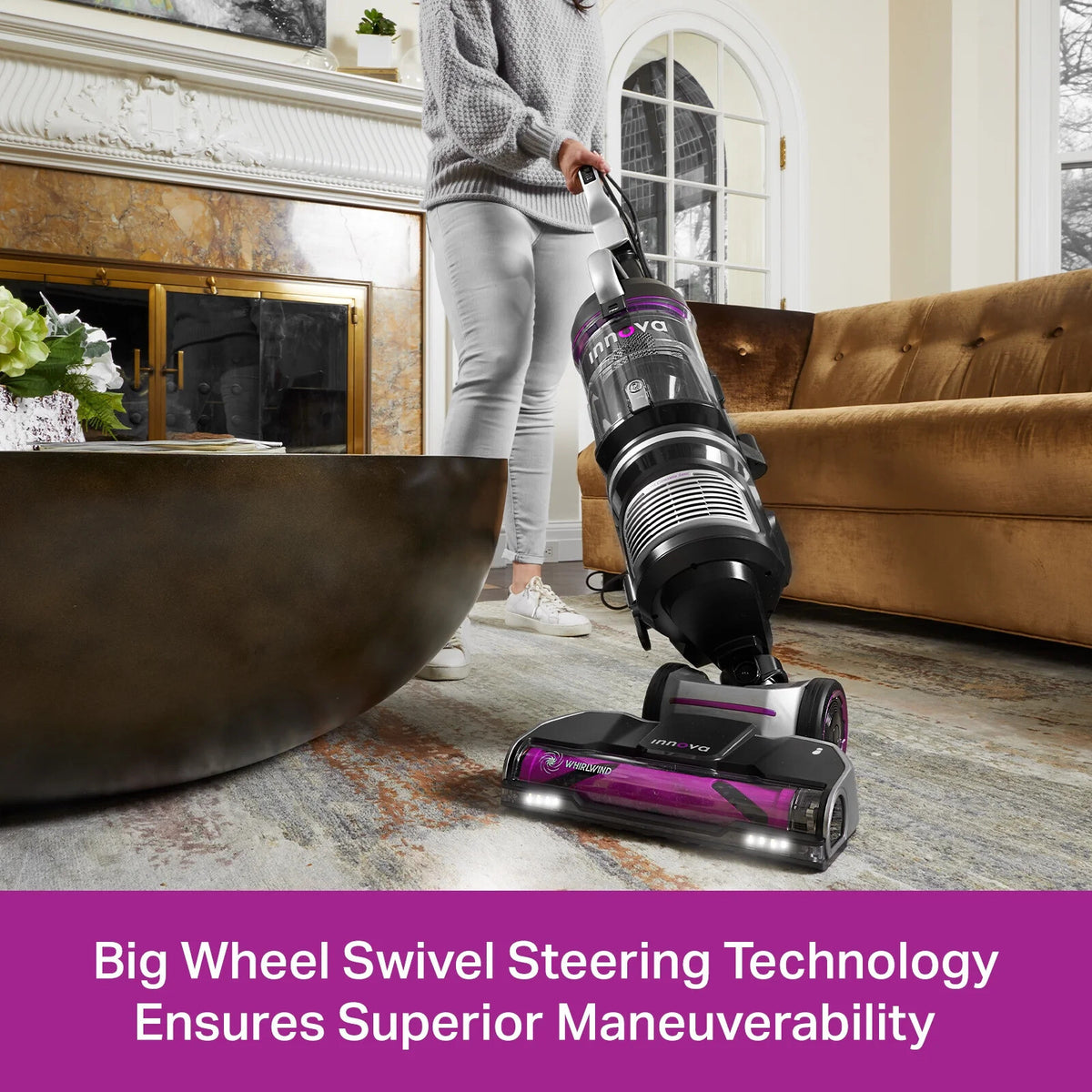 Innova by Eureka Upright Vacuum Cleaner NEU700 – Powerful Whirlwind Anti-Tangle Technology, LED Headlights, XL Dust Cup, Lightweight Design for Carpet & Hard Floors