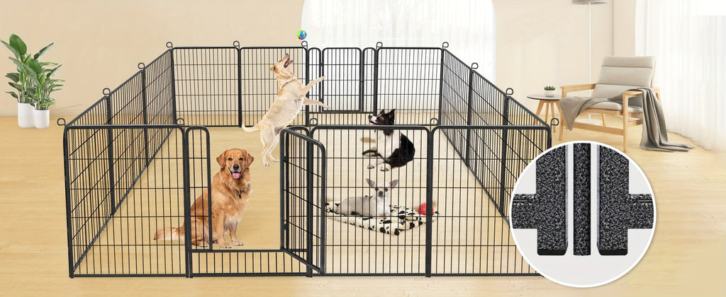 24/20/14/10 Panels Dog Playpen Outdoor, Indoor Pen for Large/Medium/Small Dogs Animals Heavy Duty Pet Exercise Pen for Puppy/Rabbit Portable Dog Fence for RV Camping Garden Yard