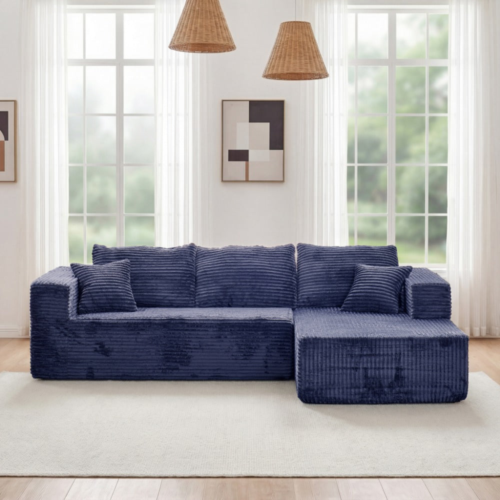 Modular Combination Sofa, Comfortable and Fluffy, L-shaped, Dark Black Color, Suitable for the Living Room, Deep Seat Design, Memory Foam, Boneless Velvet Fabric