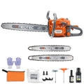 Neotec 68CC 2-Cycle Top Handle Gas Powered Chainsaw Equipped With 24-inch + 22-inch Guide Plates Handheld Cordless Chain Saw For Tree Wood Cutting
