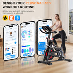 CRYSTAL FIT Indoor Exercise Bike, Cycling Bike Plus Magnetic Resistance/Brake Pad Stationary Bike with Tablet Holder LCD Monitor 300lbs Weight Capacity &Upgraded Comfortable Seat Cushion
