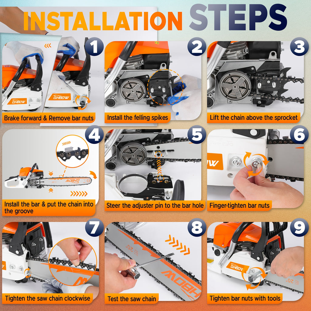 58Cc 2-Stroke Gasoline Chainsaw, Featuring Dual Quick-Switch Bars of 20 Inches And 18 Inches, a Portable Cordless Gasoline Chain Saw Ideal for Felling Trees, Cutting Firewood, Processing Wood, And Trimming Trees