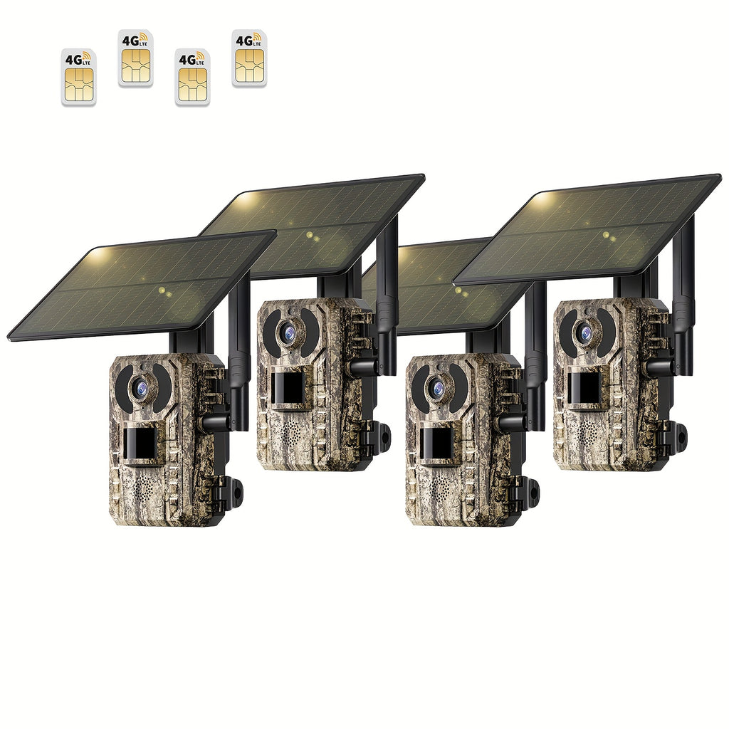 [4K Live Streaming] 4G LTE Cellular Trail Cameras With 4K Live Streaming, 3rd Generation Cellular Trail Camera With Live Streaming, Solar Powered Game Camera, Includes SIM Card, Remote App Access, Video Playback, Motion Activation And 0.2 Second Trigger T