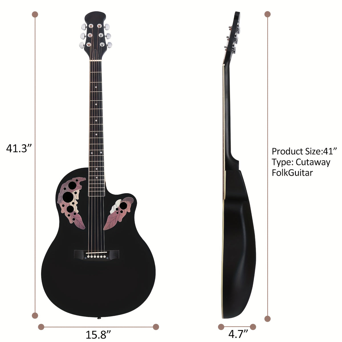 [Ideal Gift] 41-Inch Full-Size Guitar With Grape-Shaped Soundhole, Spruce Top, And Mahogany Fingerboard - Sunset Red Finish, Enhanced Tone And Playability, Suitable For All Music Styles, Ideal For Beginners And Guitarists. The Perfect Gift