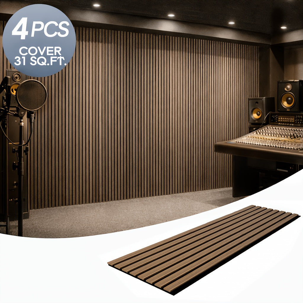 [Wall Panels Decor] 4-Pack 93" X 12" Wall Panels For Interior Wall Decor, Wood Panels For Wall And Ceiling, 3D Wood Slat Wall Panel/Fluted Sound-Absorbing Panel, With Screws