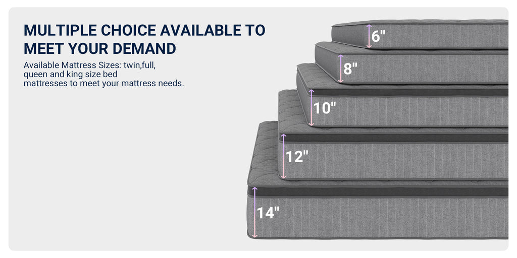 Avenco 6/8/10/12/14 inch Cooling Gel-Infused Memory Foam Mattress, Pocket Spring Hybrid Mattress,SmartS Coil, Pillow Top Design And Motion Isolation Christmas Gifts