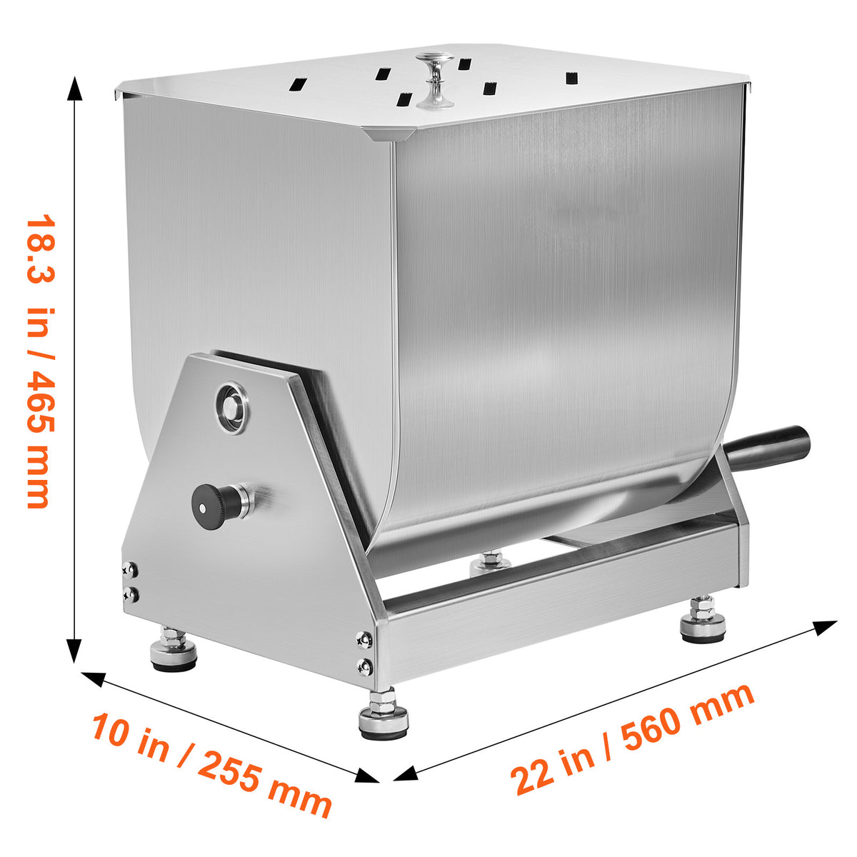 VEVOR Manual Meat Mixer 10L/20L/30L/40L Fixed Tank Mixing Max 60LB for Meat Sausage Mixer, Non-tiltable style/Tiltable style
