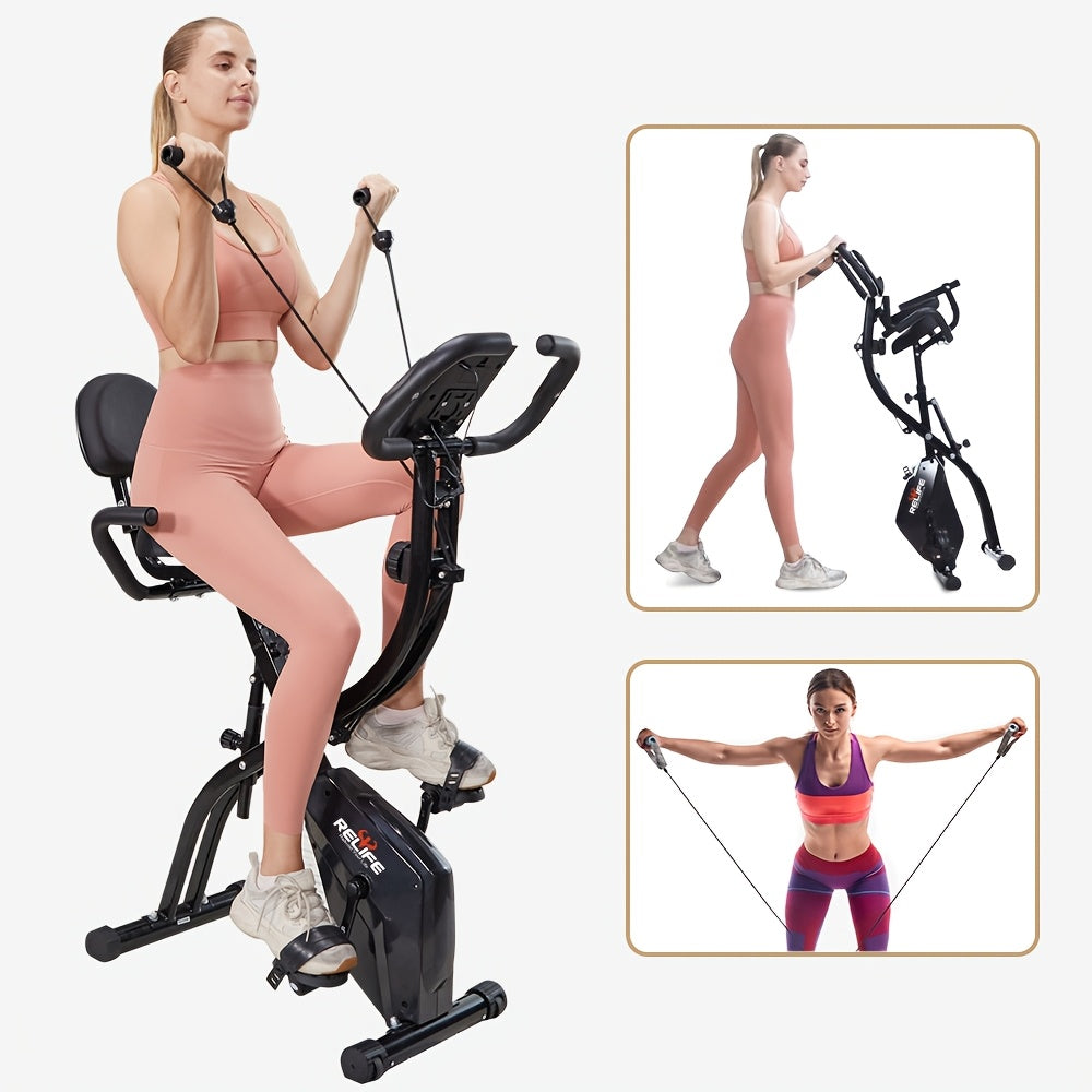 RELIFE Exercise Bike, Magnetic Indoor Cycling Bike, Ultra-Quiet Resistance, Tablet Mount & Ergonomic Seat Cushion, Home Gym Stationary Cycle for Cardio for All User, Indoor Bike/Brake Pad Stationary Bike, for Family, with Comfortable Saddle