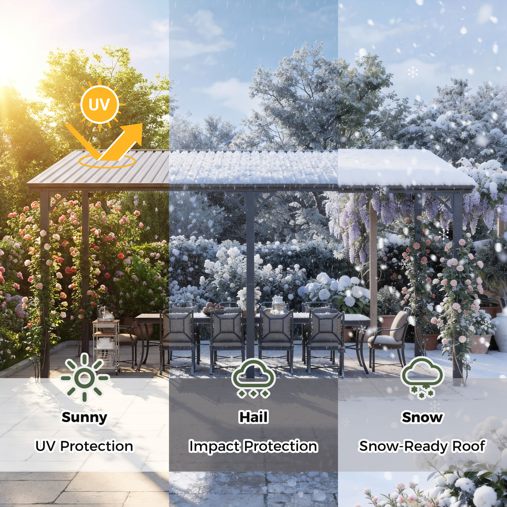 10x10/10x12/10x14ft Lean to Gazebo, Outdoor Pergolas And Gazebos, Awnings for Patio Covers, for Shade And Rain Outdoor Gazebo for Patios, Decks, Backyard