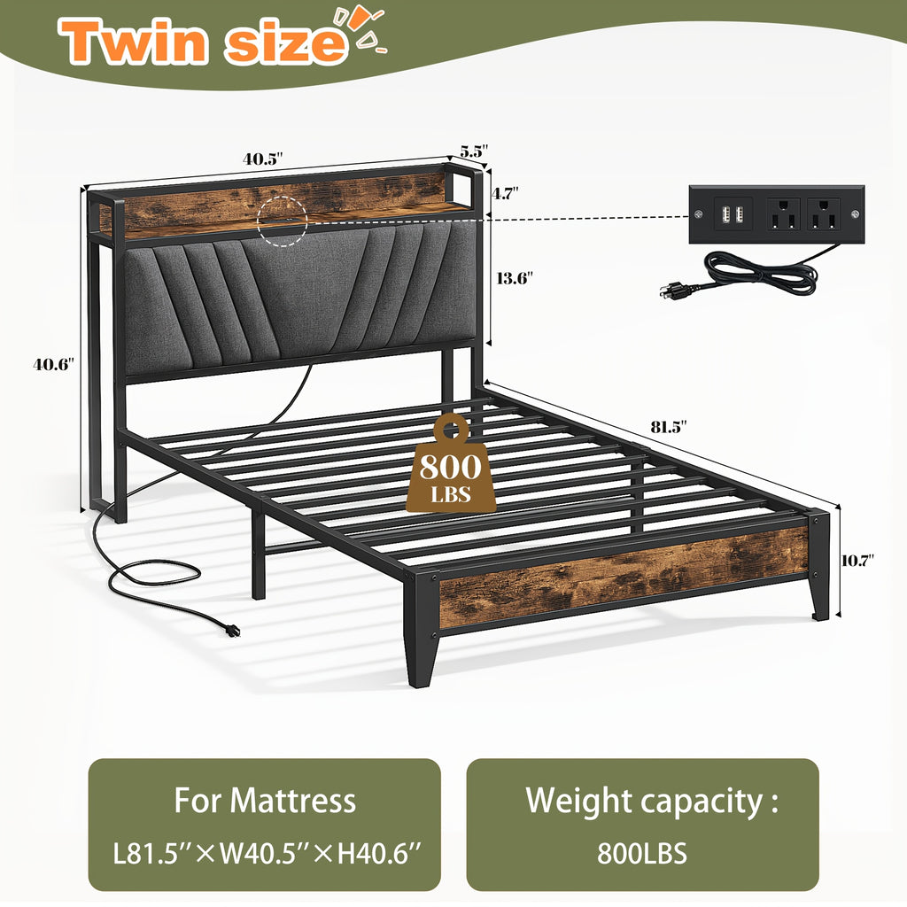 Queen/King Size Bed Frame with 6 Storage Large Drawers Forbedroom, Modern Bed Frame And Open Storage Headboard with Fast Charging Station, No Noise, No Box Springs Needed, Black, Easy Assembly, 2pcs Nightstand with 4 Fabric Drawer Sold Separately