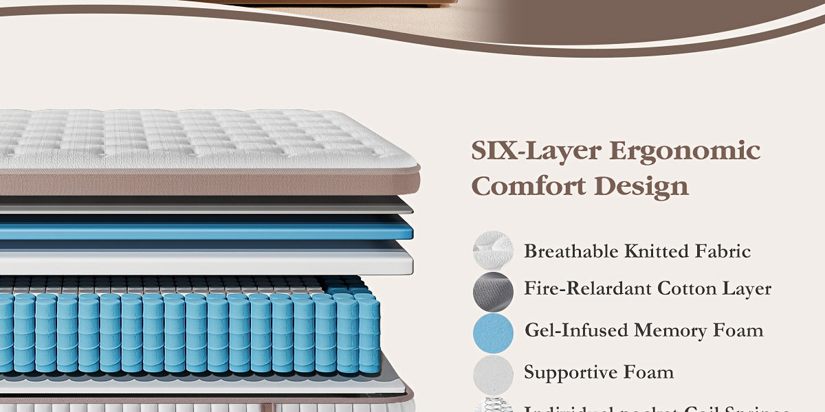 Luxury Mattress 12/14 Inch Full Size Queen Size King Size Gel Memory Foam Pocket Spring Mixed Mattress Box Medium Hardness