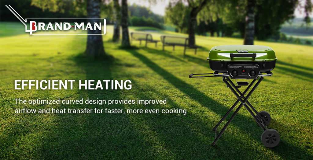 Portable 2-Burner Camping Propane Gas Grill, Enameled Foldable BBQ with Griddle for Outdoor Cooking, Green