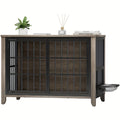 75/36/30in Furniture-Style Dog Crate with 360° Rotating Bowls, Adjustable Height, Safe Lock, Easy to Clean, Available In Gray/Brown, M, L, XL Sizes for One Or Two Dogs, Ideal for Home, Living Room Or Bedroom