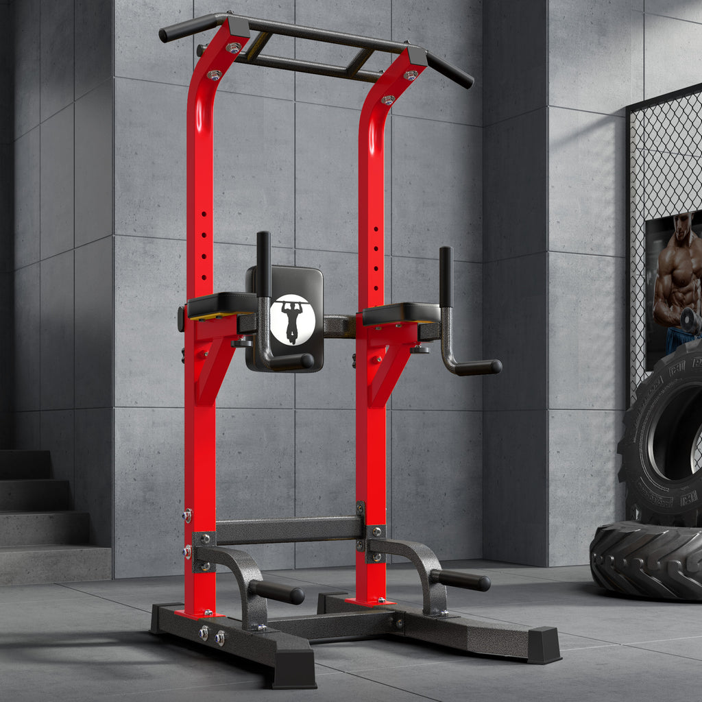 Power Tower Pull Up Bar Dip Stand, 10 Adjustable Height Free Standing Assistive Trainer Dip Station, Multi-Function Strength Training Fitness Workout Station for Home Gym Fitness Equipment Equipment