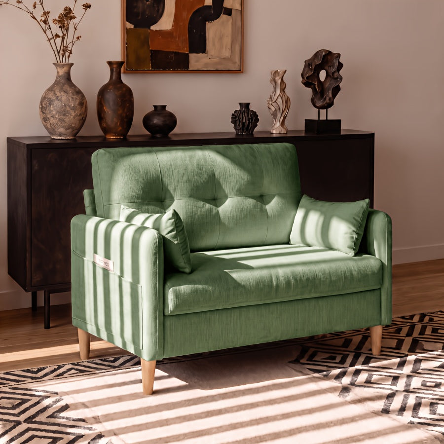 Loveseat Sofa, 47" Small Couch for Living Room, Comfy Chenille Fabric Love Seat for Bedroom Withthrow Pillow, Removable Cushion Cover, Couches for Small Space, Apartment, Dorm