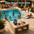 Countertop Nugget Ice Maker, Qunler 44 Lbs/day Stainless Steel Self-Cleaning Chewable Pellet Ice Machine with Independent Water Tank, Ice Scoop & Ice Basket for RV Trips, Camping, Beach Houses, Cabins & Patio Drinks