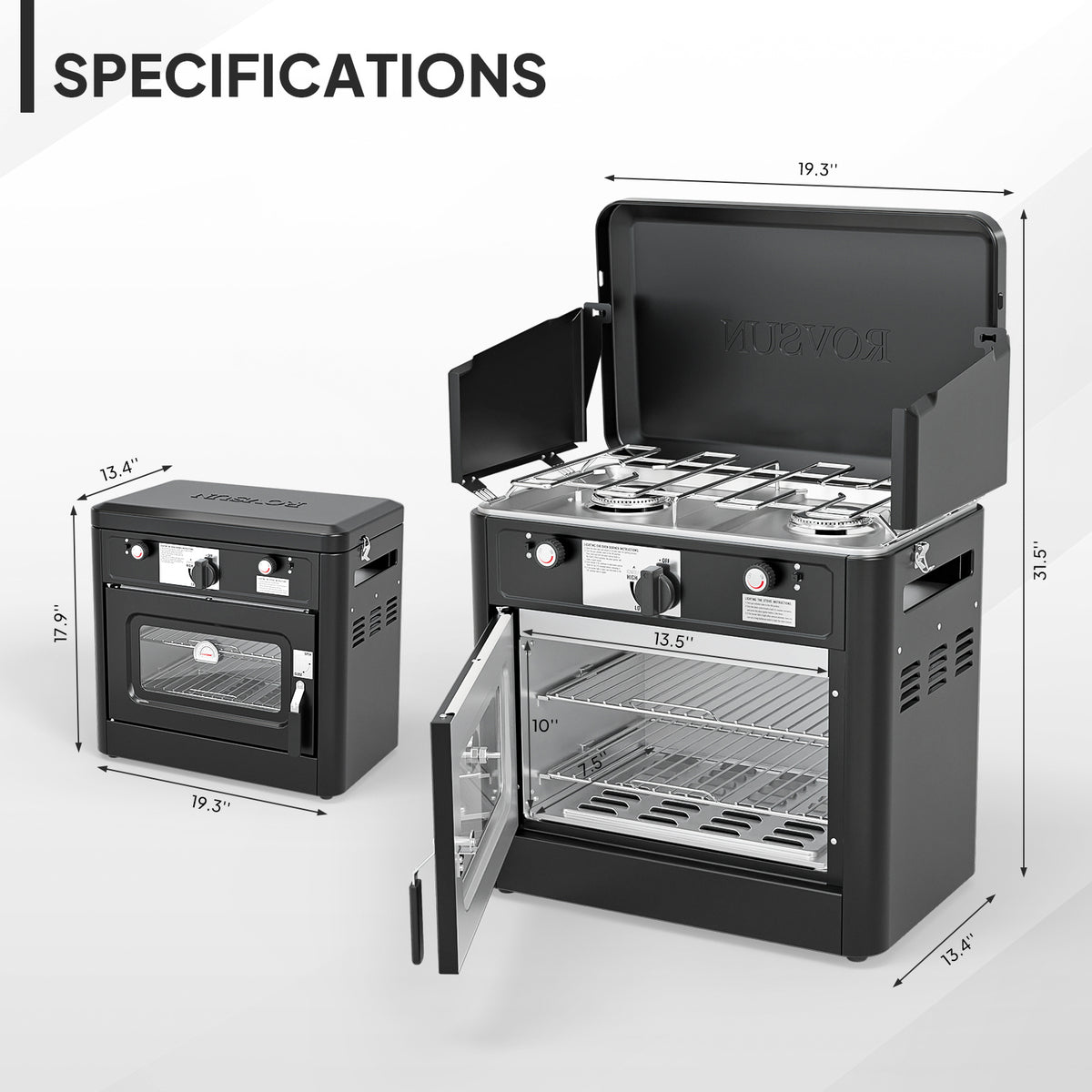 Portable Propane Camping Stove Oven Combo – MEFEIR 2‑in‑1 2-Burner Outdoor Cooker with Auto-Ignition