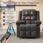 Manual Recliner Chair with Massage And Heat Ergonomic Overstuffed Breathable Fabric Reclining Chair with 2 Side Pockets, 2 Cup Holders, Remote Control, for Game & Recreation Room Furniture