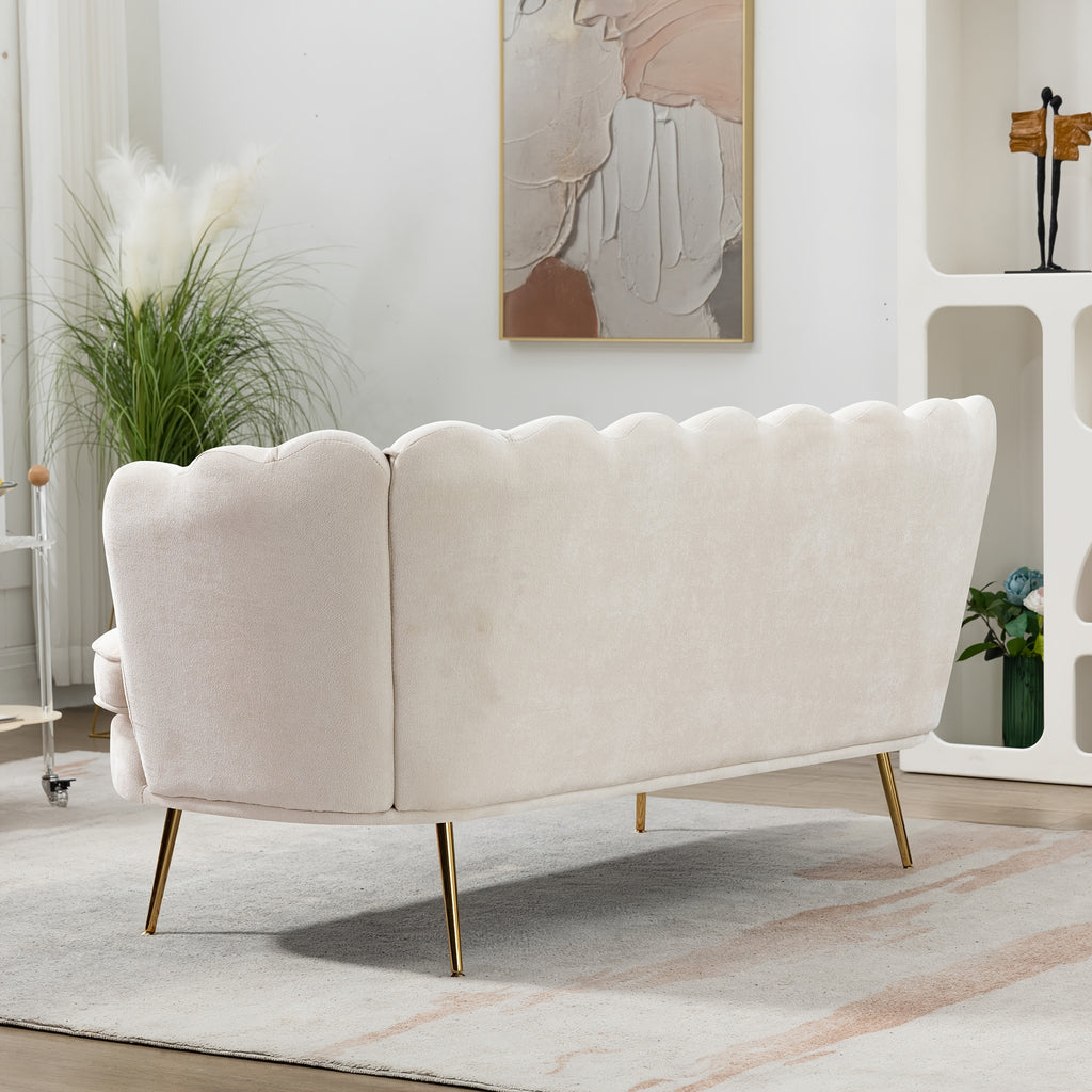 Comfy Loveseat Sofa Small Couch 2-Seater Sofa with Golden Metal Legs for Living Room, Bedroom, Apartment