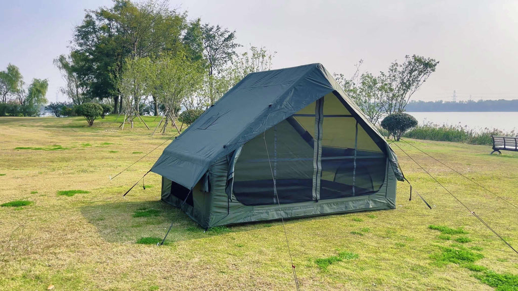 65 Sq.ft Inflatable Camping Tent For 3-4 Person, Self-Supporting Air Tent With Easy Setup, Windproof Cabin Tent With Mesh Windows, Portable Inflatable Tent For Outdoor Camping, Hiking, Backpacking & Travel