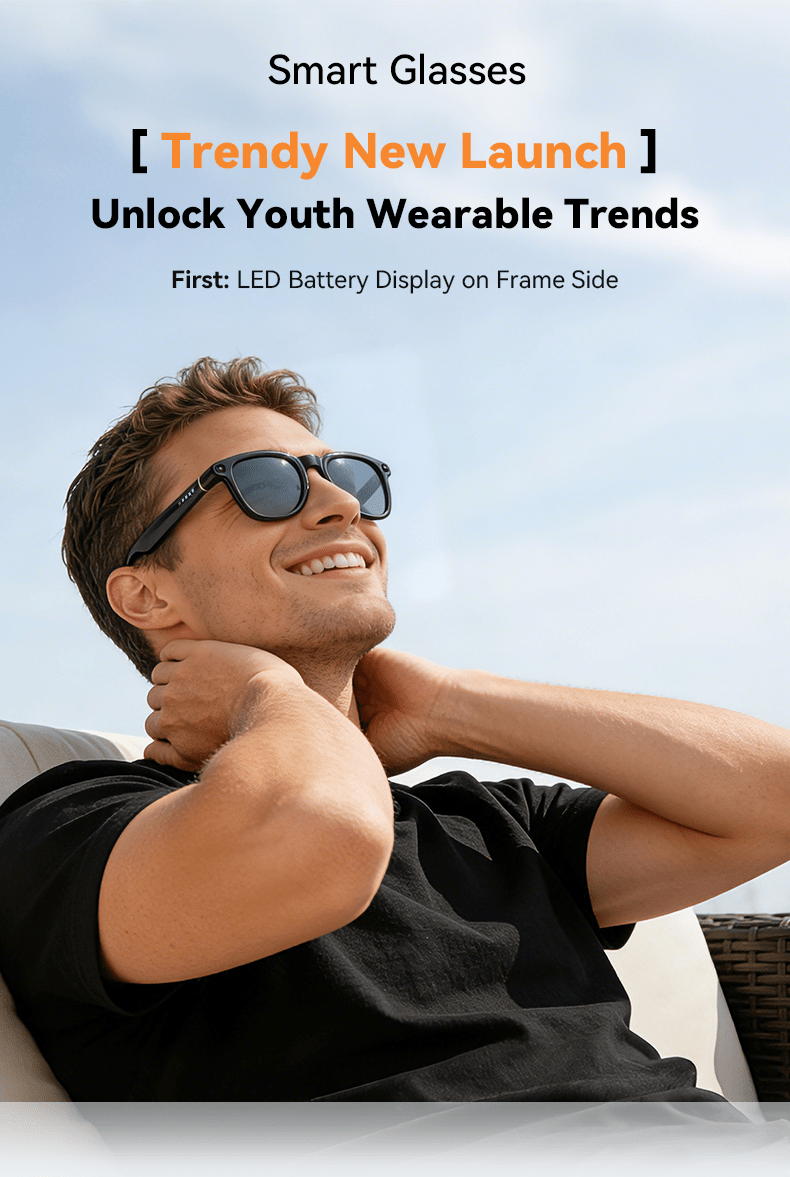 [Valentine's Day Gift] Smart Camera Glasses, 800MP Photochromic Lenses, 160+ Languages Real-time Translation, AI Voice Assistant, First-Ever Temple Battery Indicator, Charging Case with Battery Display, Anti-Shake Shooting, Emergency Charging