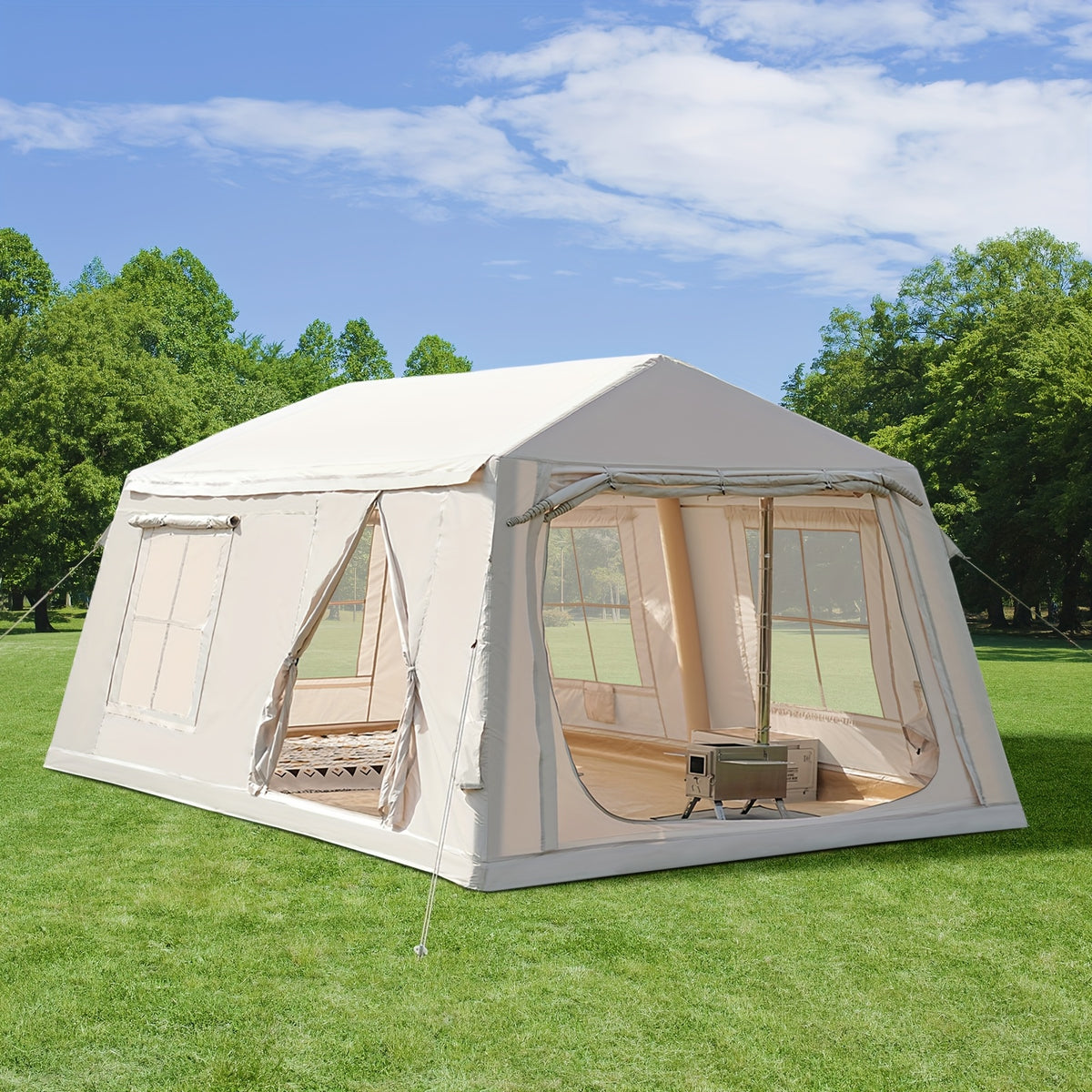 LILYPELLE Inflatable Camping Tent, Easy Setup Air Tent with Hand Pump, 4-Season Glamping Tent for Couples, Groups, And Families
