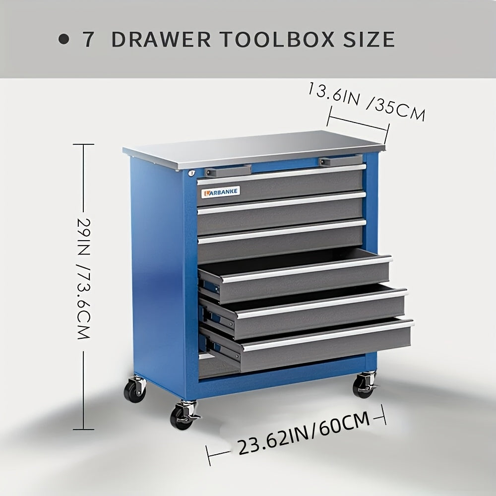 [Tool Storage Cabinet] (7 Drawers) Rolling Tool Chest, Tool Storage Cabinet With Lock System, Toolbox With 4 Wheels, Suitable For Garages And Warehouses, Storing Tools Makes Them More Orderly And Easy To Store