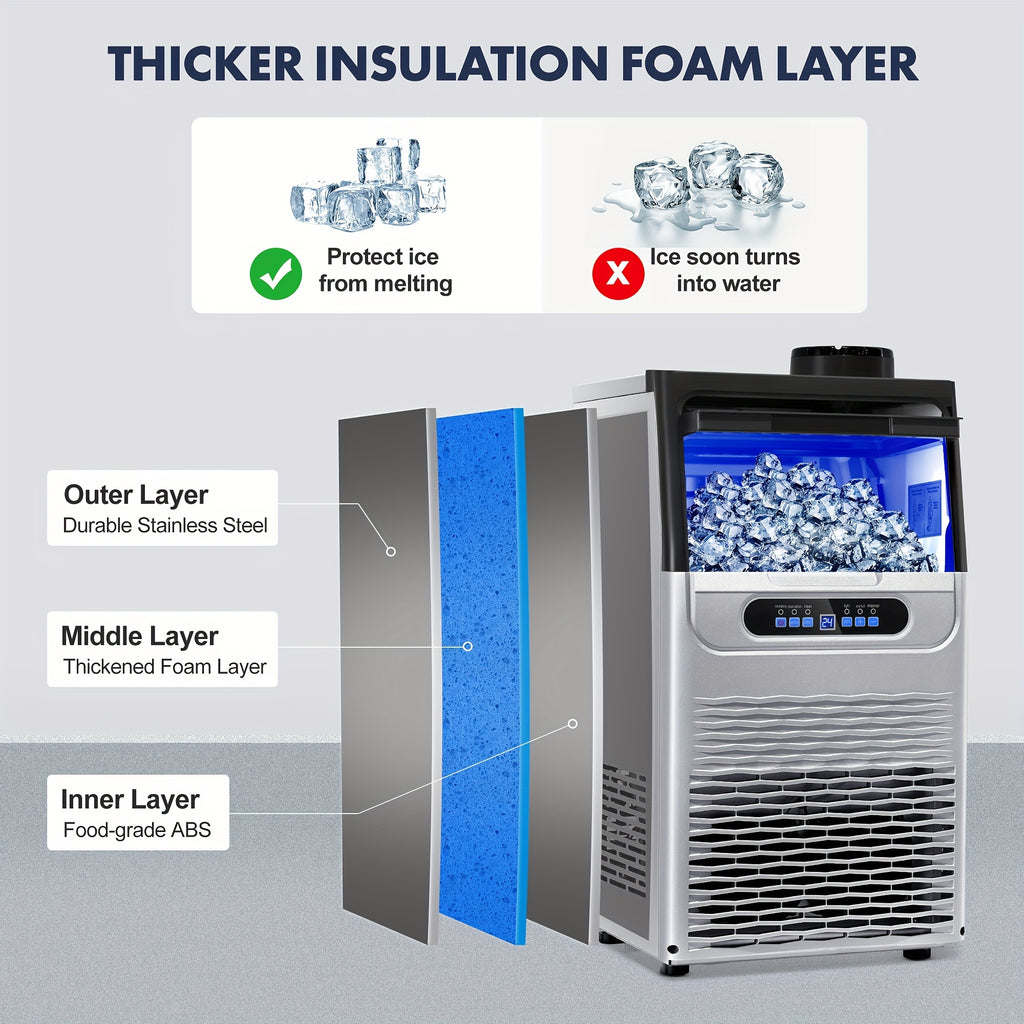 [For Home/Party/Bar] Commercial Ice Maker Machine 90LBS/24H With 22LBS Storage Bin, Freestanding/Under Counter Ice Machine For Home/Party/Bar/Restaurant