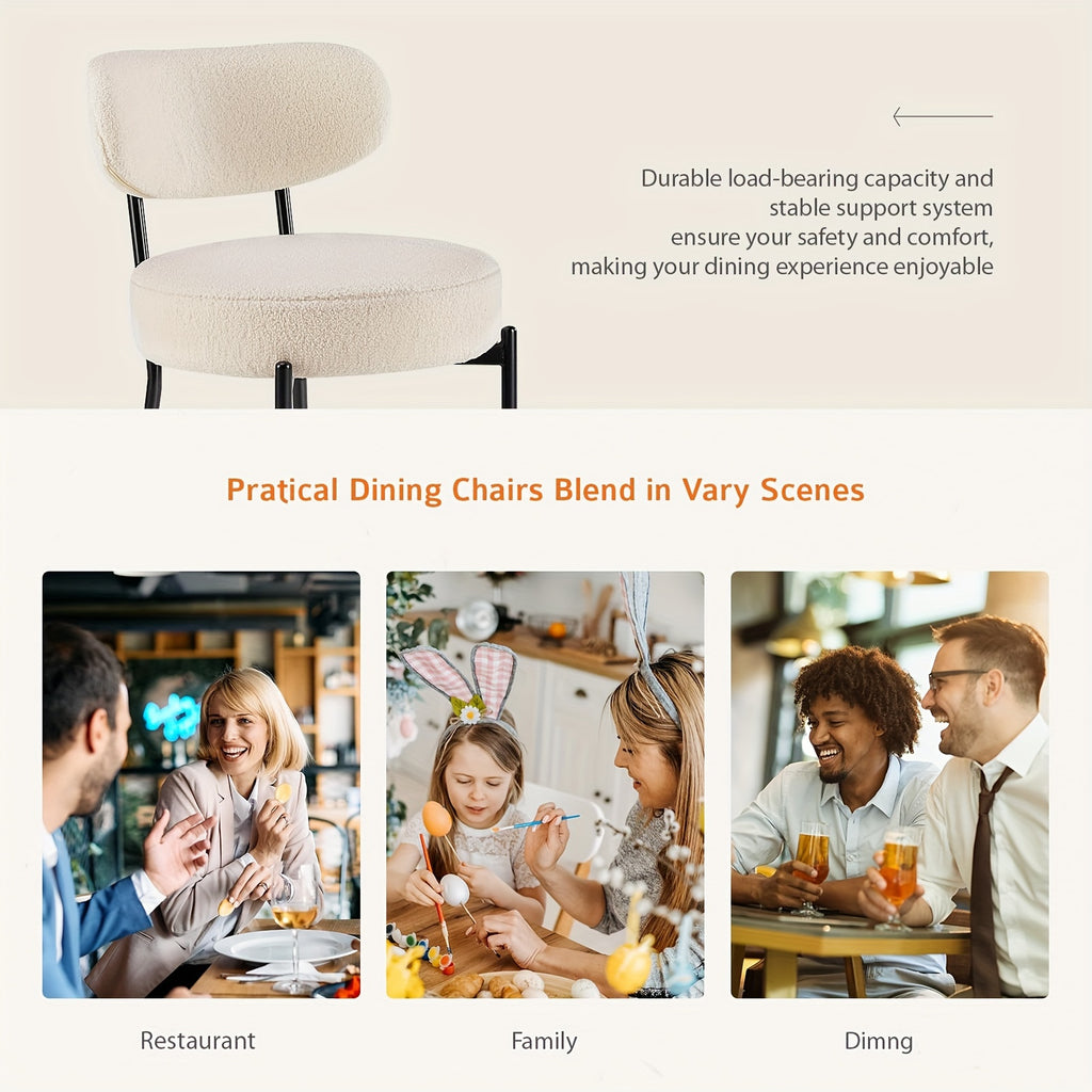 SMUG Dining Chairs Set of 4/6, Upholstered Kitchen Chairs with Curved Backrest & Metal Legs, Mid Century Modern Round Dining Room Chairs for Vanity, Living Room