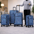 4-Piece Softside Spinner Luggage Set (20+24+28+32 inch) Lightweight Travel Suitcases with 360° Wheels, Telescopic Handle, Multi Pocket Design
