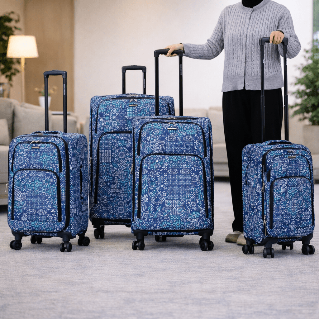 4-Piece Softside Spinner Luggage Set (20+24+28+32 inch) Lightweight Travel Suitcases with 360° Wheels, Telescopic Handle, Multi Pocket Design