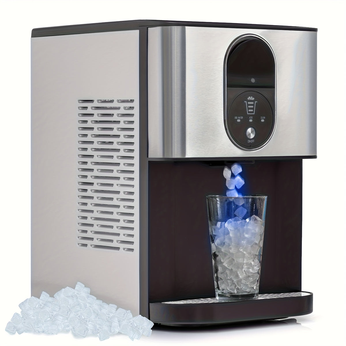 Self Dispensing Nugget Ice Maker Countertop, 46LB Per Day Automatic Chewable Ice, 44lbs/ 24H Nugget Ice Machine, for Home/ Party/ RV/ Camping