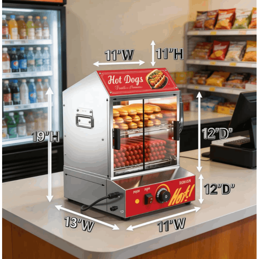 31.7QT/30L Hot Dog Steamer, Hut Steamer Hot Dog Steamer with Bun Warmer Cooker 175 Hot Dogs & 40 Buns Capacity with Removable Shelves Food Clip for Party Event Concession Stand 2-Tier