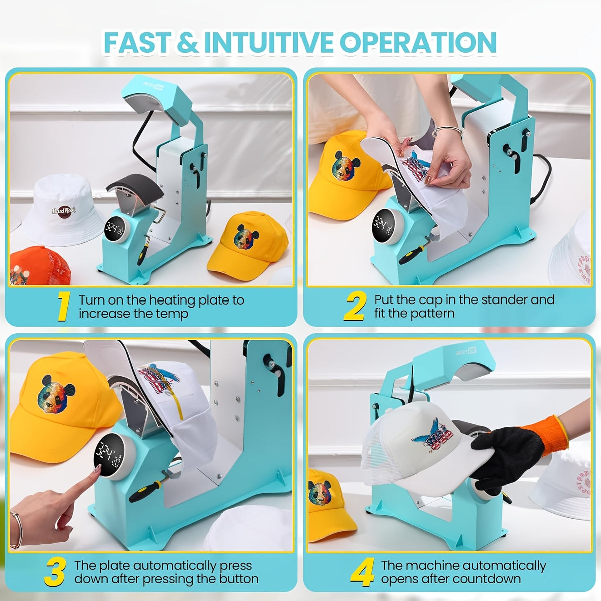 15"x15"/15"x12" - 8-in-1/ 5-in-1 Heat Press Machine Combo, Rotatable Design, Multi-Size Transfer Professional Sublimation Combination, Suitable for T-shirts, Bags, Pillows, Hats, Beanies, Roller - 3in 1 Auto Hat Press Can Only Press Hats
