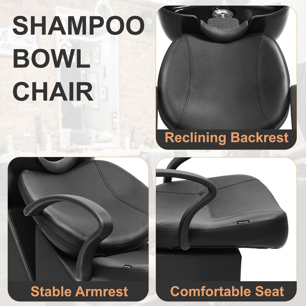 Backwash Barber Chair ABS Plastic Shampoo Bowl Sink Unit Station Spa Salon Equipment