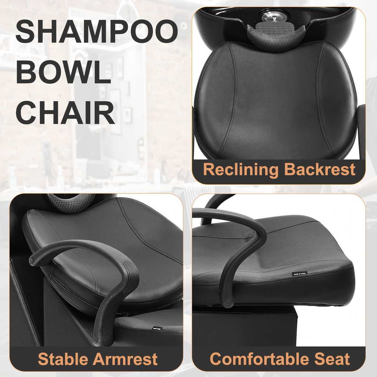 Backwash Barber Chair ABS Plastic Shampoo Bowl Sink Unit Station Spa Salon Equipment