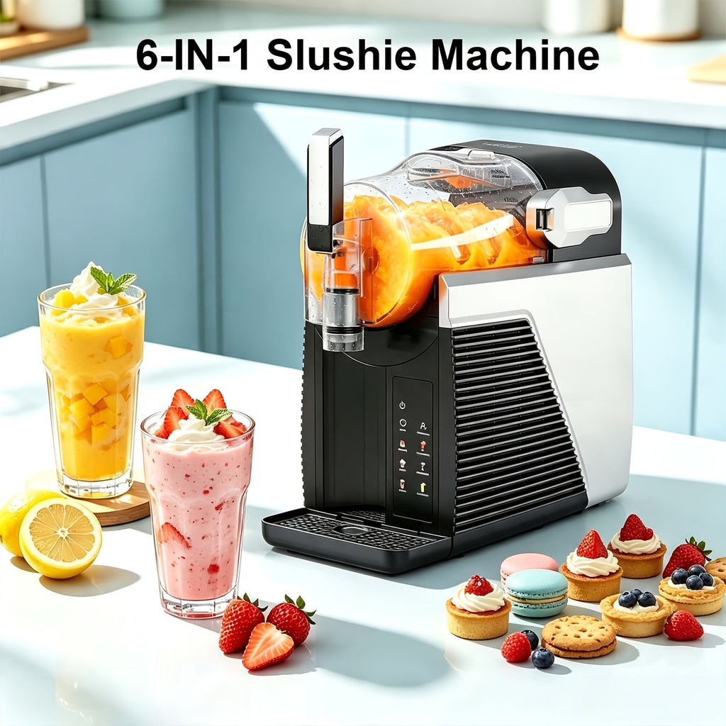 6-IN-1 Slushie Machine & Digita Smart Frozen Drink Maker, Top Performance & Smart Technology, Family-Size 68oz/42oz Capacity Available, No Ice Needed, 6 Preset Programs for Smoothies, Ice Cream & Margaritas, LED Display, Low Nosie, Self-Cleaning