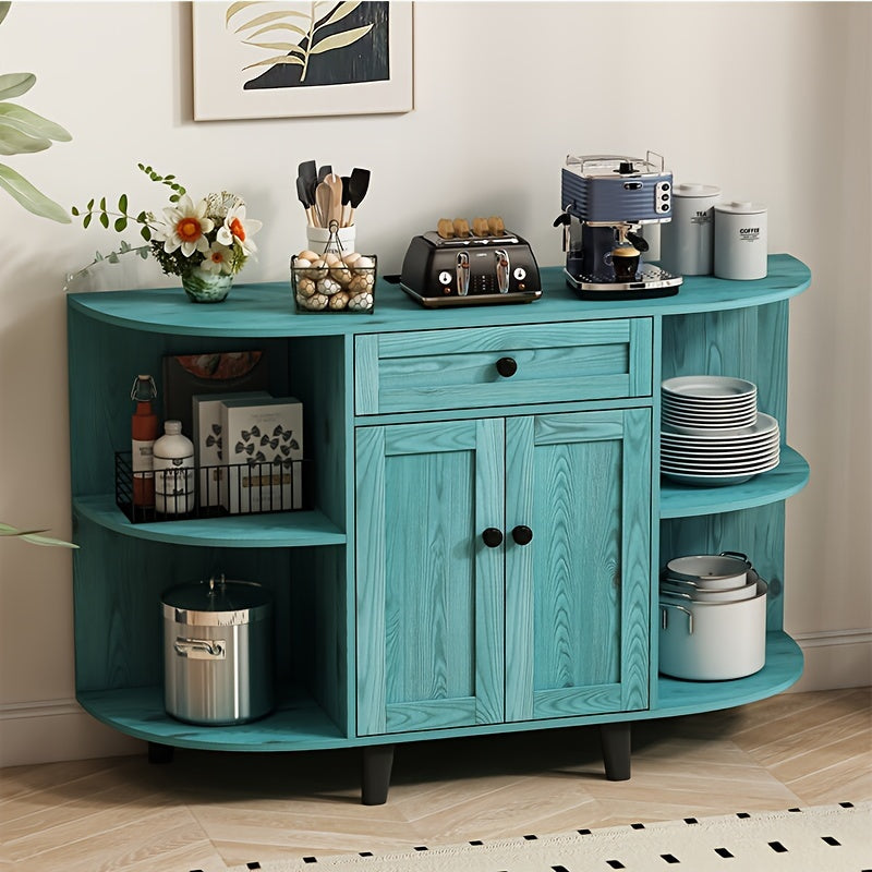 Sideboard Buffet Cabinet, Freestanding Kitchen Cabinet with Storage, Accent Coffee Bar Cabinet with Doors, Vintage Blue