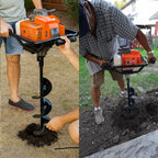 72.8cc 2-Stroke Auger Post Hole Digger | Gas Powered Earth Auger with 2 Extension Rods & 6" & 8" Auger Bits - Ideal for Fencing, Gardening, Construction - Heavy Duty Metal Digging Machine