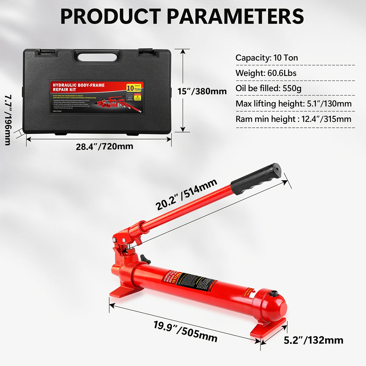 4-Ton 10-Ton 20-Ton Split Hydraulic Automotive Sheet Metal Jack, Split Hollow Dent Repair and Straightening Horizontal Vertical Lifting Cup