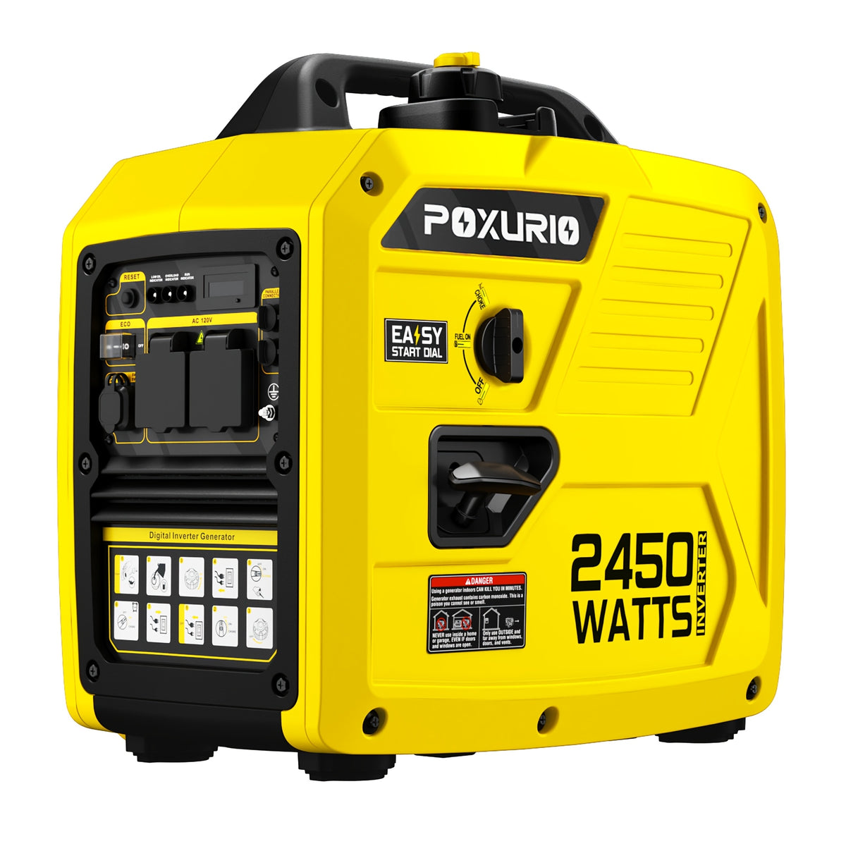 2450W Portable Inverter Generator for Home Use, Super Quiet Outdoor Generator for Camping Outdoor Emergency Power Backup, 1.6Gallon Large Fuel Tank Up to 8.3 Hours Use, EPA Compliant