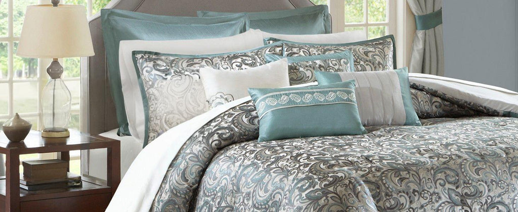 24-Piece Jacquard Paisley Comforter Set, Luxury Bedding Set, Room in a Bag, Bed in a Bag, Queen, King, CalKing, Sheet, Panels
