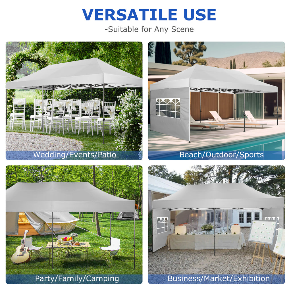 10x20 Pop Up Canopy Tent, Heavy Duty Canopy with 6 sidewalls, Easy Up Commercial Outdoor Canopy, Wedding Party Tents for Parties, All Season Wind & Waterproof Gazebo with Roller Bag, Pop Up Canopy for Wedding, Commercial Areas, Playgrounds, etc