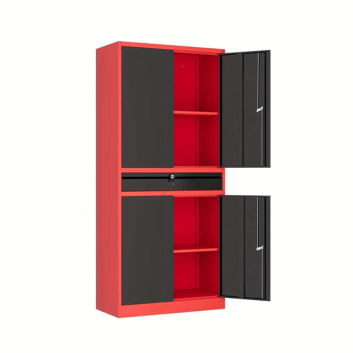 SISESOL Metal Garage Storage Cabinet With Locking Doors And Adjustable Shelves, Rolling Tool Storage Cabinet With 4 Wheels And 1 Drawer - 73" Steel Locking Cabinet For Garage, Warehouse