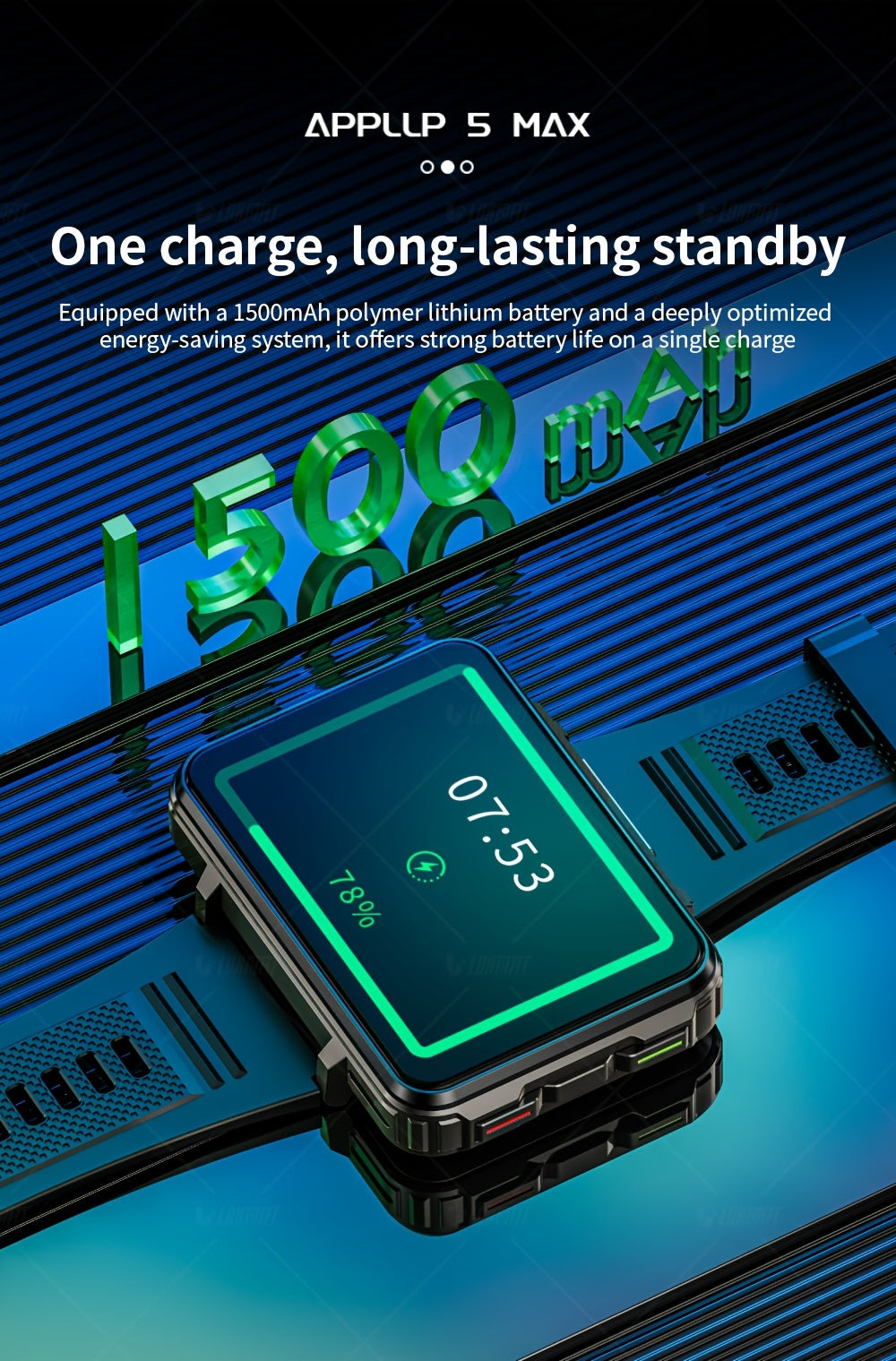 LOKMAT APPLL 5 MAX Smart Watch, 2.4" TFT Screen MTK6762 Chipset Dual Camera Smart Watch Phone Replace Strap with Flashlight