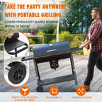 Charcoal BBQ Grills Outdoor - Barrel Charcoal Grill with Offset Smoker(Model: L)/ Outdoor BBQ Grill with Side Table(Model:M/XL-A/XL-C)for Backyard, Patio, Parties, Camping, Outdoor Cooking, Large Event Gathering, Black