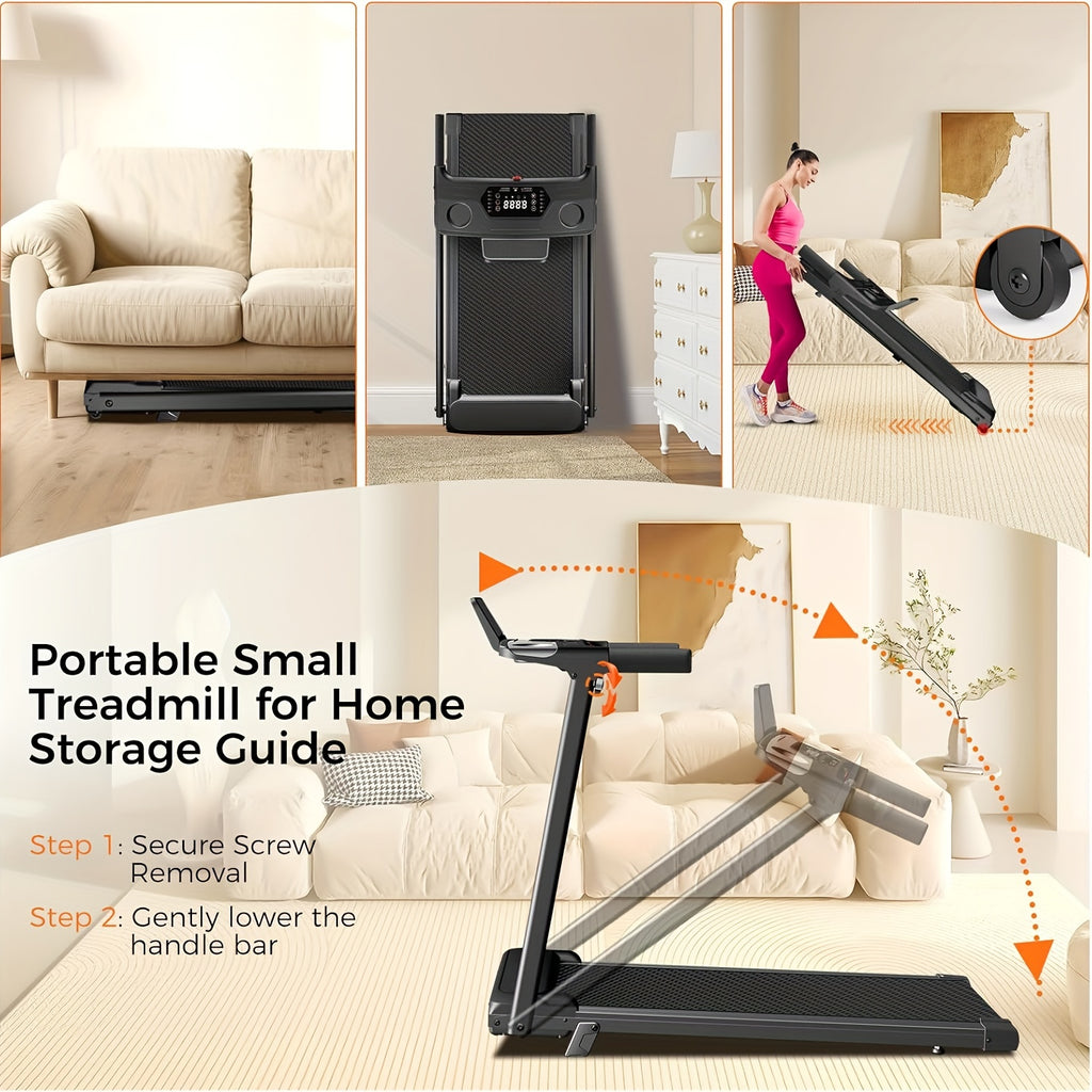 3-in-1 Treadmill with 14% Incline, Portable Treadmills for Home with Handle, Foldable Treadmills with 300 Lbs Weight Capacity, 3.0HP Quiet Walking Pad Treadmill
