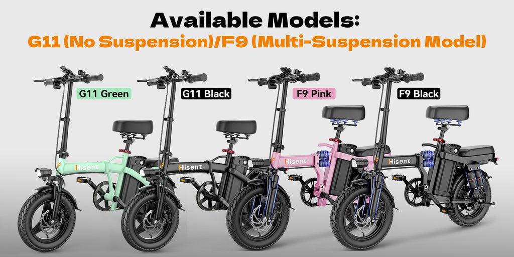 Hisent Folding Electric Scooter, 500W Brushless Motor, Speed 19.9mph, Dual Suspension System, Full Shock Absorption, 48V 10AH-17.5AH Battery(optional), 15-35 Miles Range, 14-inch High-quality Tires, With Double Seats