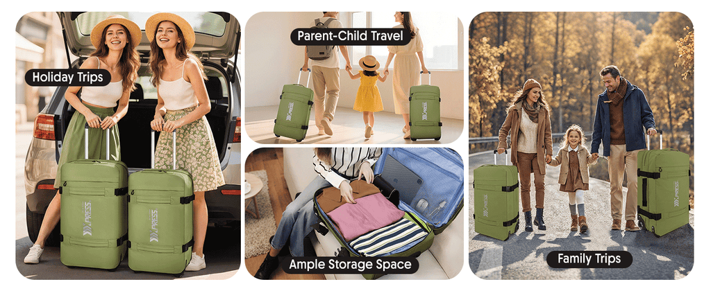 3-Piece Softside Luggage Set 20/26/30in Waterproof Travel Suitcase with 2 Wheels & Telescopic Handle, Durable Trolley Bag for Vacation & Adventure