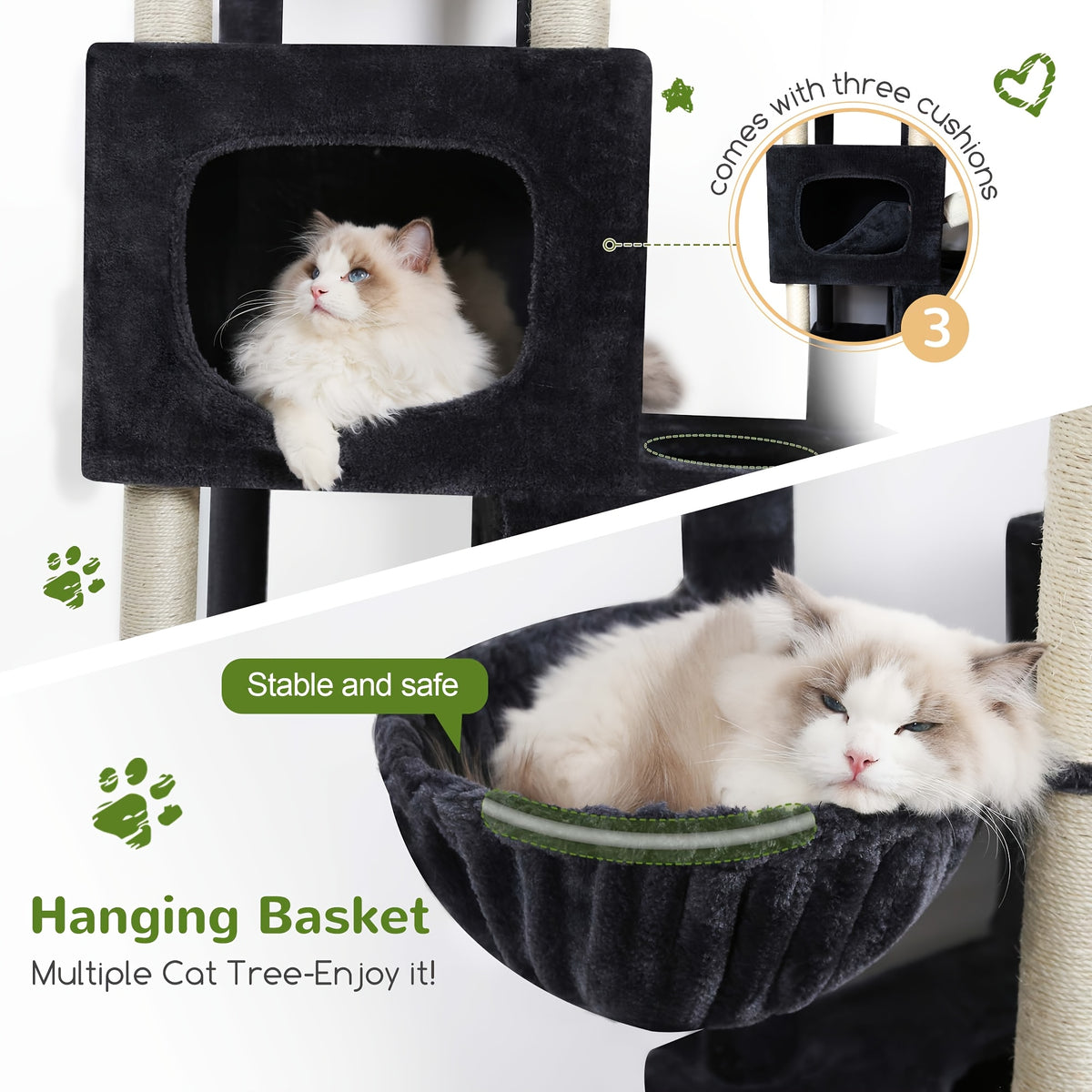 A Robust 85-Inch Cat Tree Designed for Larger Felines, Featuring a Spacious Condo, Sisal Scratching Post, Ramp, And Perch, Suitable for Cats Over 20 Lbs. Ideal for Homes with Multiple Cats, Including Maine Coons